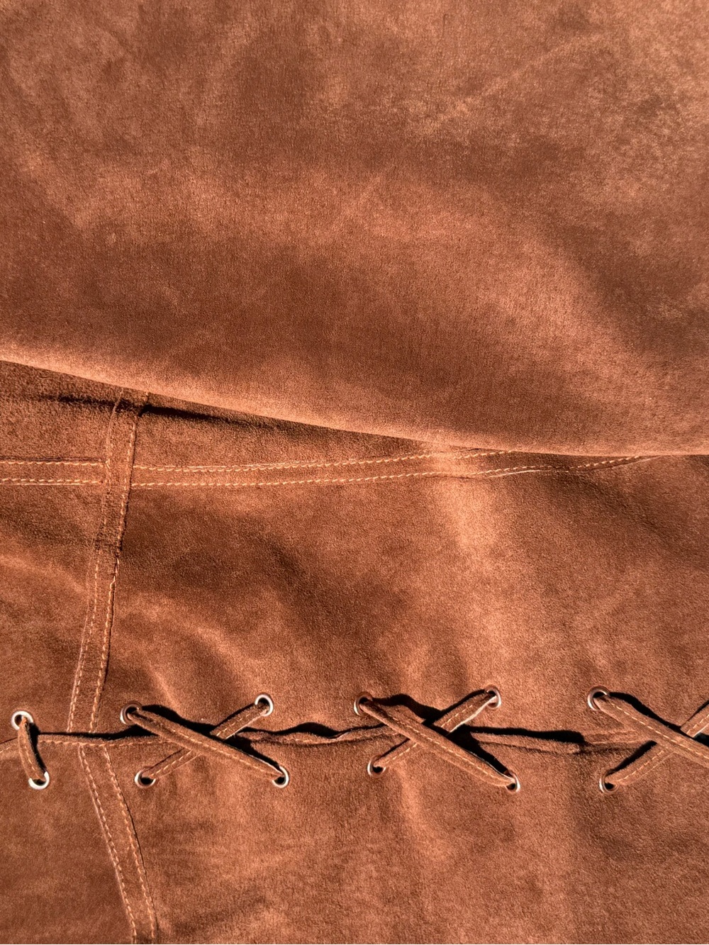 Vintage MaXima Two Piece Western 
Brown Suede Lace-Up Skirt - Women Skirts - Picture 13 of 16